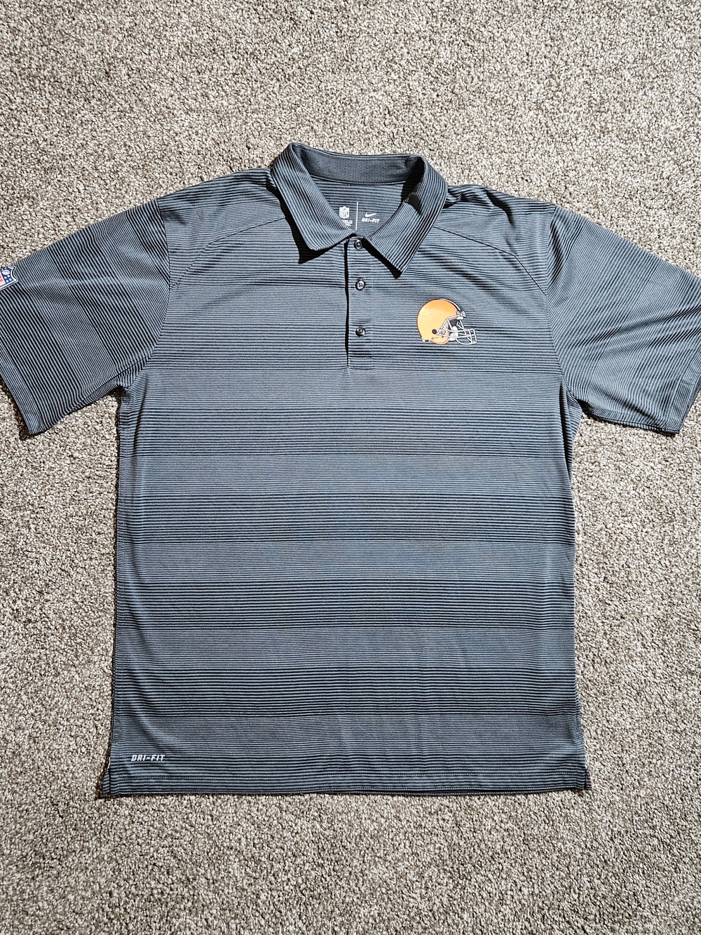 Cleveland Browns Polo Shirt Mens Large Gray NFL Football Nike Dri Fit On Field